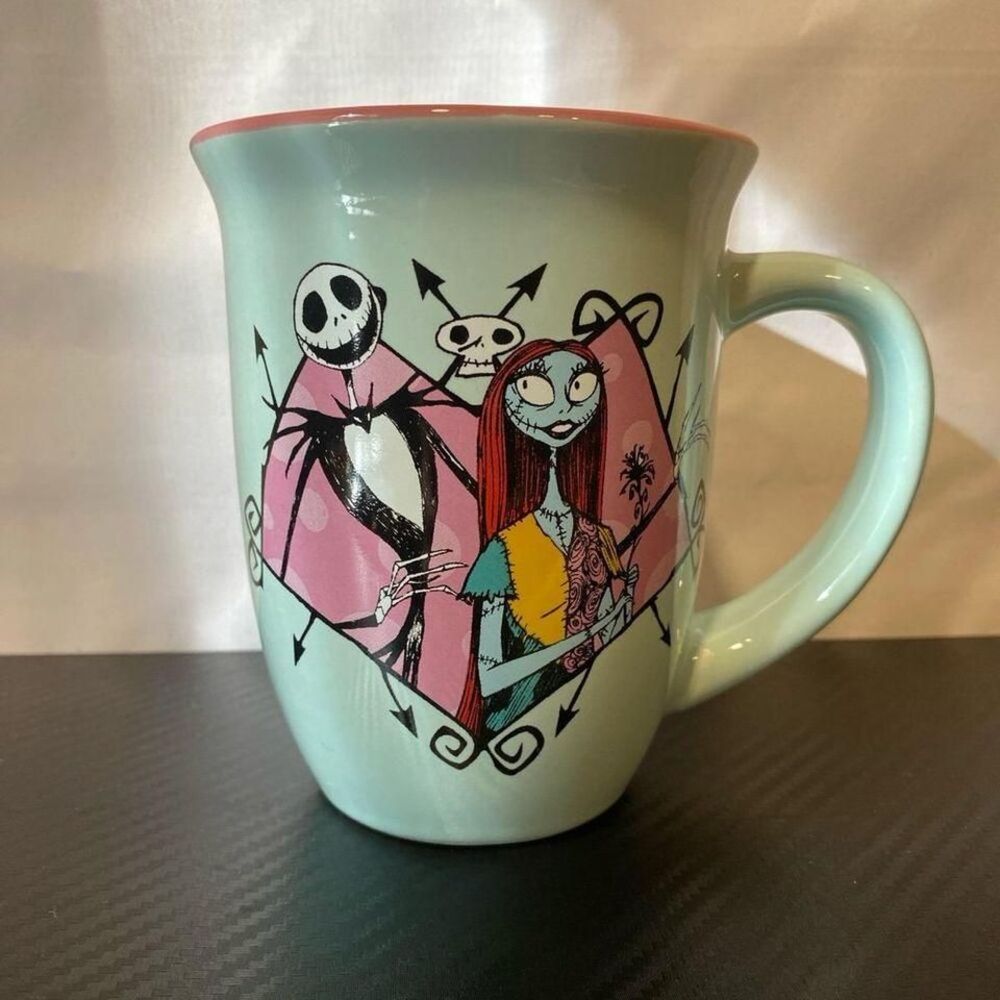 Silver Buffalo Nightmare Before Christmas Jack‎ and Sally 16oz Wide Rim Ceramic
